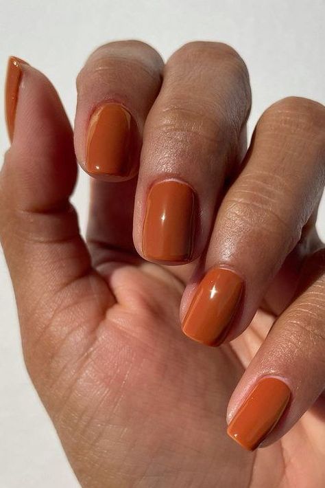 Burnt Orange Nails, 2023 Nail, Orange Nail Designs, Fall Nail Polish, Orange Nail Polish, Simple Fall Nails, Fall Manicure, Fall Nail Trends, Fall Gel Nails