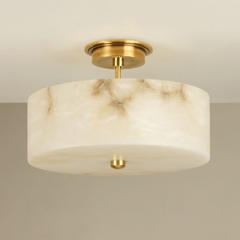 Weston Alabaster Semi Flush Light - Vaughan Designs Brass Semi Flush Mount Light, Flush Lights, Entryway Light Fixtures, Semi Flush Light, Entry Lighting, Entryway Lighting, Flush Mount Chandelier, Flush Light, Semi Flush Lighting