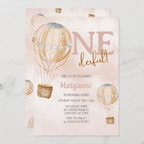 Whimsical Birthday Party, Boho 1st Birthday, Watercolor Balloons, Whimsical Birthday, Balloon Invitation, Adventure Baby Shower, Girls Party Invitations, 1st Birthday Party Invitations, Birthday Party Theme Decorations