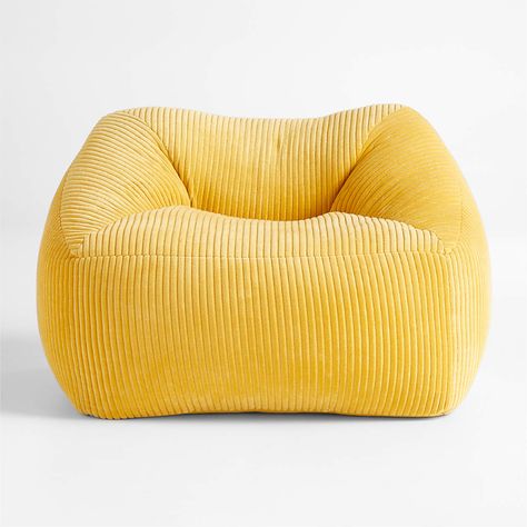 Gold Courderoy Kids Plush Chair | Crate and Barrel Plush Lounge Chair, Floor Pillows Kids, Bean Bag Bed, Wide Wale Corduroy, Plush Chair, Kids Chair, Kids Flooring, Teal Velvet, Bean Bag Chair Kids