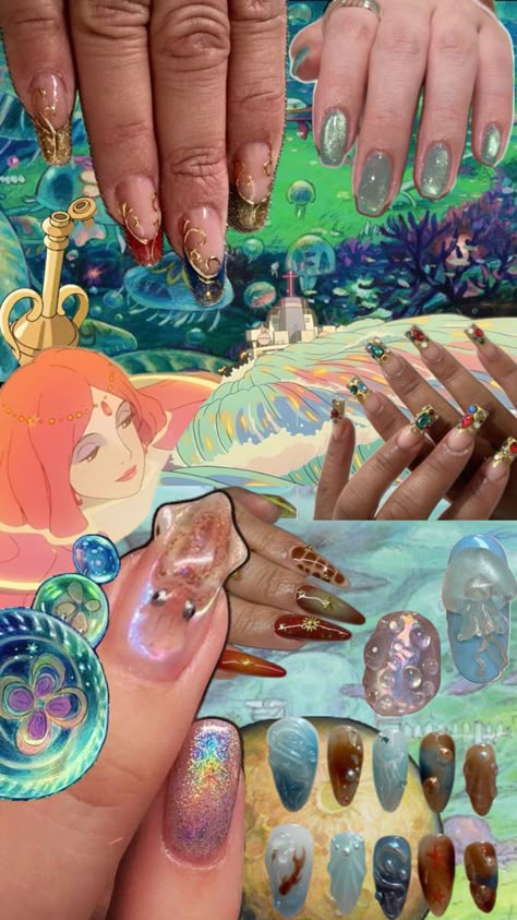 Pretty Gel Nails, Dream Nails, Dope Nails, Studio Ghibli, Fun Nails, Nails Inspiration, Cute Nails, Nail Inspo, Art Inspo