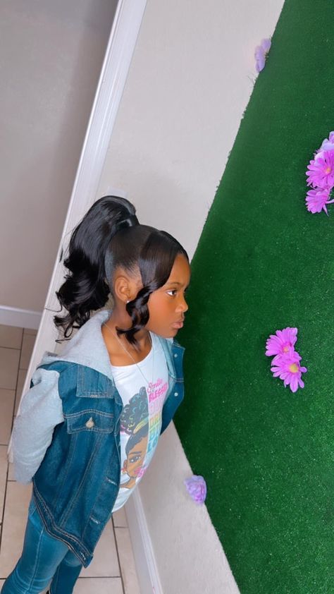 Kid Prom Hairstyles, Two Year Old Birthday Hairstyles, Graduation Hairstyles For Kids, Kids Quick Weave, Kid Ponytail Styles, Birthday Hairstyles For Black Kids, Wedding Hairstyles For Kids, Ponytail Hairstyles For Black Kids, Hairstyles For Birthday Girl Black 12