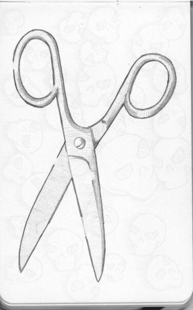 Open Scissors Drawing, Scissors Drawing Easy, Scissors Sketch, Scissors Drawing, Daily Sketching, Scissors Art, Bad Seed, Art Assignments, Liz Gillies