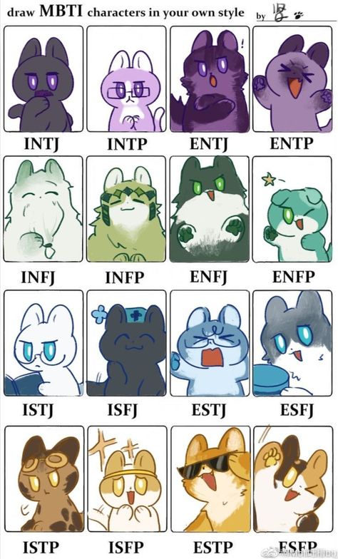 Entp X Estp Mbti Fanart, Mbti Personality Fanart, Mbti Personality Characters, Isfj X Infp Fanart, Infp Personality Fanart, Istj Personality Fanart, 16 Personalities Fanart, Mbti Cats, Entj X Infp Fanart