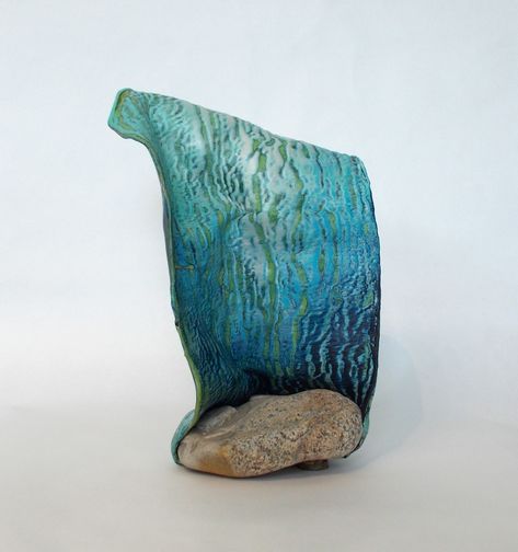 Encaustic Sculpture, Art Theory, Encaustic Art, Encaustic Painting, Blue Waves, Vase, Sculpture, Art