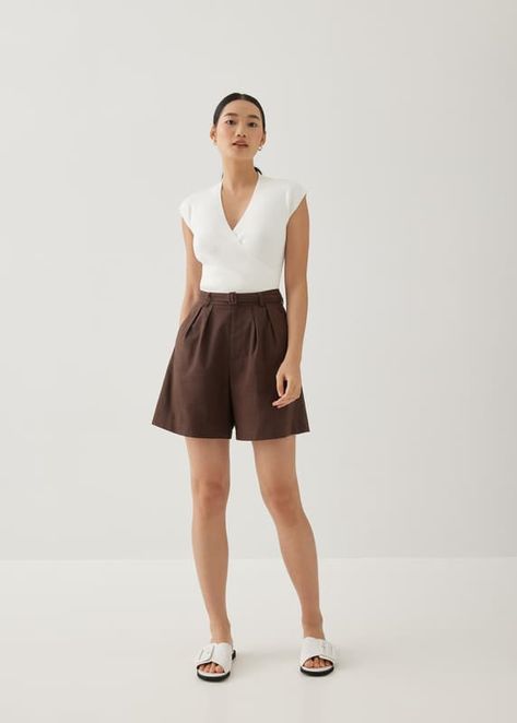 Ryanna Linen Wide Leg Shorts | Love, Bonito Finds 🤍 | #LoveBonito #LoveBonitoFashion #LoveBonitoFashionOutfit #LoveBonitoClothes #Outfits #OutfitIdeas #OutfitsAesthetic Love Bonito, Wide Leg Shorts, Collar Vest, Jumpsuit Skirt, Preppy Look, New Launch, Dress Pant, Linen Shorts, Top Collection