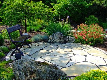 Circular Patio, Patio Pictures, Patio Design Ideas, Patio Pavers Design, Stone Patio, Flagstone Patio, Easy Landscaping, Rustic Retreat, Landscape Plans