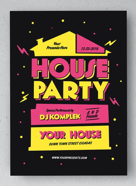 House Party Flyer, Hello Party, Triangle Template, Kids Party Planner, Halloween Party Flyer, The Guest List, Party Flyer Template, Presentation Backgrounds, Instagram Party