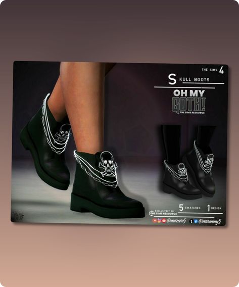 Sims 4 Oh My Goth Skull Boots Ankle boots with skull and ankle accessories 5 Swatches to choose from Grayscale Color Masculine All lods Filesize: 1 MB Recoloring Allowed: No Author: Mazero5 #sims4 #sims4cc #sims #shoes #boots #goth Sims Shoes, Ankle Accessories, Skull Boots, Boots Goth, Sims 4 Cc Download, Cc Shoes, Sims 4 Cc Shoes, Gothic Boots, Christmas Boots