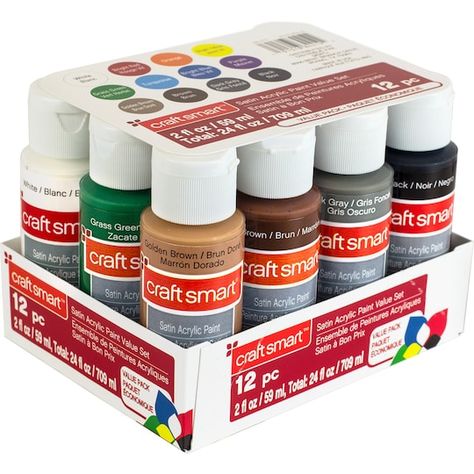 Buy the Satin Acrylic Paint Value Set By Craft Smart® at Michaels Rustic Christmas Signs, E Craft, Art Therapy Activities, Crafts For Seniors, Diy Artwork, Acrylic Paint Set, Painting Medium, Water Based Paint, Mixed Media Projects