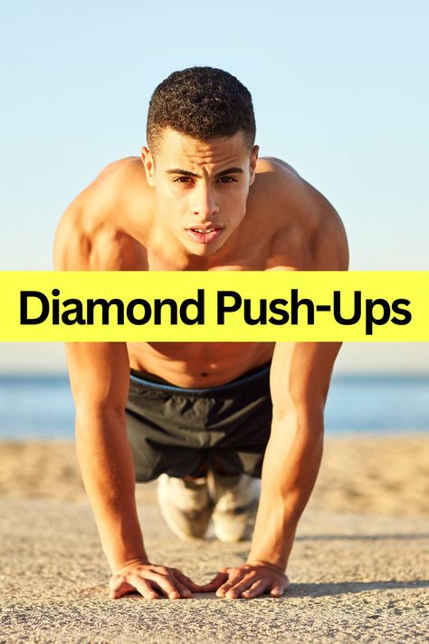 Find out how to do the diamond push-ups, the muscles worked, and their surprising benefits. Pushups Benefits, Push Up Form, Diamond Push Ups, Tricep Pushdown, Tricep Extension, Gym Machines, Weighted Vest, Stability Ball, Upper Body Strength