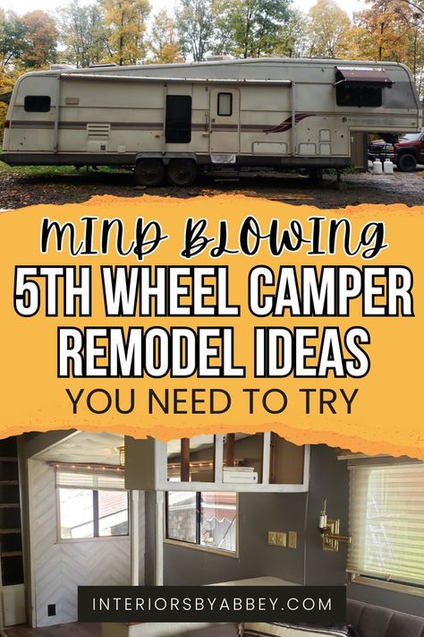 Mind Blowing 5th Wheel Camper Remodel Ideas Remodeling Campers Interior, 5th Wheel Camper Remodel, How To Remodel A Camper, Camper Remodel Ideas, Rv Decorating Ideas, Diy Travel Trailer, Best Camper, Vintage Trailers Restoration, Rv Interior Design