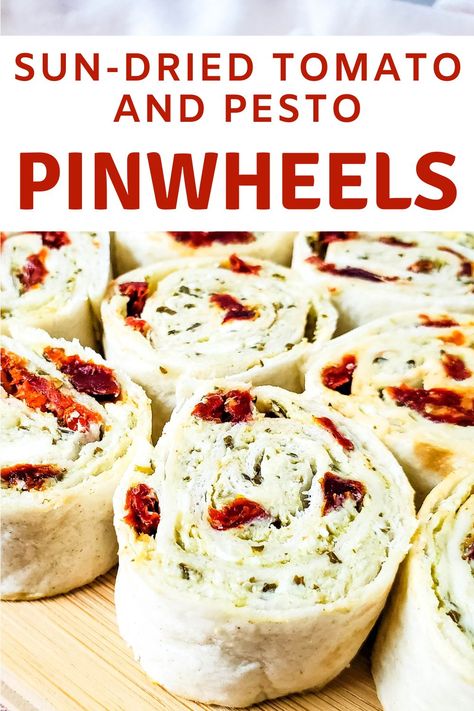 Pinwheel Appetizers Sundried Tomato, Sun Dried Tomato Wrap Recipes, Sundried Tomato Wrap, Sun Dried Tomato Pinwheels, Sundried Tomato Pinwheels, Mediterranean Pinwheel Appetizers, Sun Dried Tomato Appetizer Recipes, Pesto Appetizers Appetizer Ideas, Pinwheel Sandwiches Vegetarian