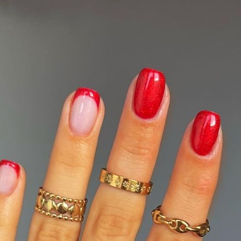 Aimee L Link on Instagram: "Too soon? ❤️🎄 Using all @glitterbels products Blood sucker Cookie cream builder gel mixed with a little white 💘💘💘 Discount code ‘AIMEE’ 🥰🥰 #christmasnails #xmasnails #rednails #basicnails #frenchnails" Red Builder Gel Nails, Red And Cream Nails, Builder Gel Nails, Polish Ideas, Basic Nails, Cream Nails, Builder Gel, Too Soon, Xmas Nails