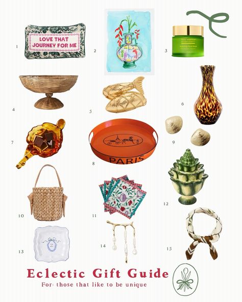 Eclectic gift guide for the one that loves little finds just as unique as they are ✨ posted to the gift blog 💗💗💗 #giftguide #giftideas #eclectic #eclecticdecor #giftsforher #giftsformom #leahsgiftguide #affordablegifts #giftsforfriends Eclectic Gold Jewelry Gift, Anthropologie Gift Guide, Eclectic Silver Necklaces For Gifts, Colorful Artsy Necklace For Gifts, Eclectic Necklace With Colorful Beads For Gifts, Artsy Girl, Girls Gift Guide, Eclectic Gifts, Gift Inspo