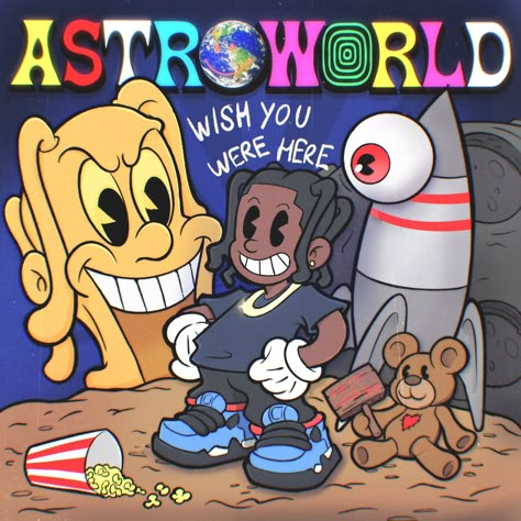 Cartoon Cover Art Rap, Cartoon Album Cover Art, Cartoon Rappers Art, Travis Scott Cartoon, Graphic Design Cartoon, Travis Scott Art, Hip Hop Images, Astro World, Rap Art