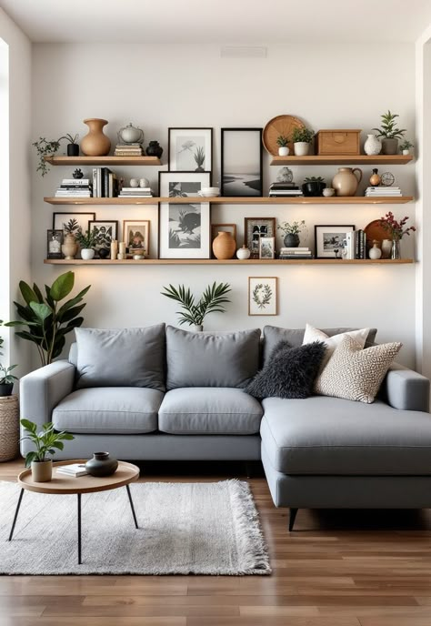 Grey Couch Living Room Gray Couch Small Living Room, Grey Sofa Living Room Decor Ideas, Living Room Decor With Grey Walls, Contemporary Living Room Grey Couch, Grey Living Room With Color Accents, Living Room Inspiration Gray Couch, Style Grey Couch, Styling A Grey Couch, Grey Sofa Aesthetic