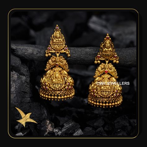 Nakshi Jhumkas Gold Earrings, Gold Jhumka Earrings Bridal Antique, Antique Jumka Design Gold, Gold Jimikki Earrings, Gold Buttalu Earrings Latest, Jumka Design Gold, Cmr Jewellers, Jumkas Gold, Gold Jumkas