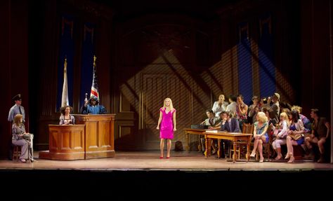 "Legally Blonde: The Musical"... The court room scene Legally Blonde Room, Brooke Wyndham, Illegally Blonde, Legally Blonde Broadway, Legally Blondes, Legally Blonde The Musical, Legally Blonde Musical, Court Room, Theatre Ideas