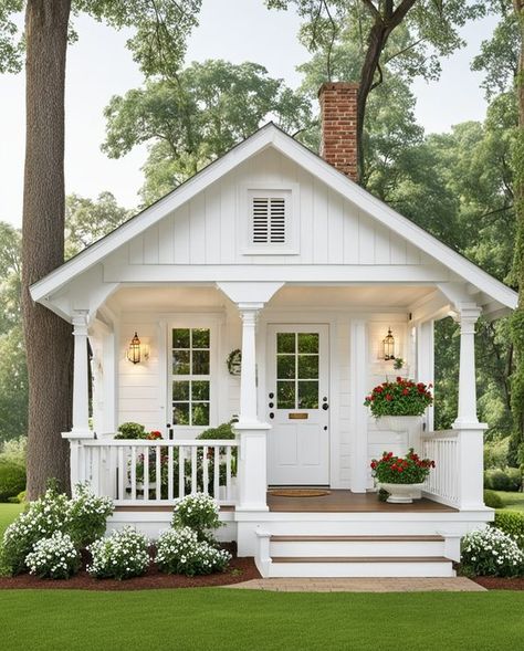 Small One Person House, Small Guest House Interior Ideas, Granny Pad Small Houses, Florida Tiny House, Backyard Mother In Law Suite, Cottage Home With Porch, Small Cozy Houses, Small Adu, Tiny Cottage Design