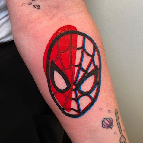 Spiderman Tattoo, Nerdy Tattoos, Marvel Tattoos, Mask Tattoo, Tattoo Design Book, 3d Tattoo, New School Tattoo, Tattoos For Kids, Arm Tattoos For Guys