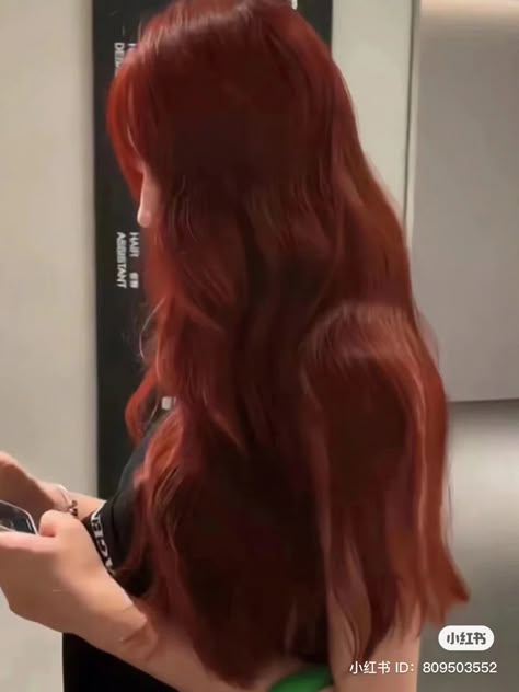 Crimson Hair Aesthetic, Cool Tone Red Hair Color, Warm Red Hair, Crimson Hair, Red Hair Inspiration, Cherry Red Hair, Korean Hair Color, Red Hair Inspo, Wine Hair