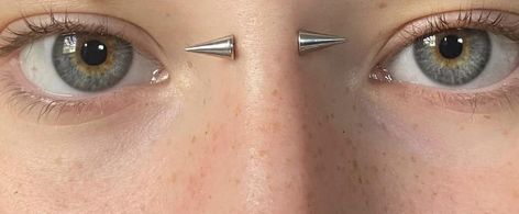 Spike Bridge Piercing, Masculine Piercings, Spiked Bridge Piercing, Scoop Piercing, Spike Piercing, Bridge Piercing Jewelry, Spiked Eyebrow Piercing, Spike Nose Piercing, Ear Spikes Piercing