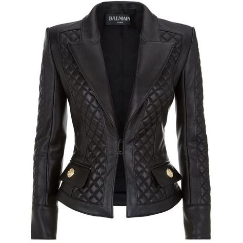 Balmain Quilted Leather Jacket ($4,290) ❤ liked on Polyvore featuring outerwear, jackets, pocket jacket, balmain, quilted jacket, quilted leather jacket and balmain jacket Quilted Leather Jacket, Balmain Jacket, Couture Mode, Leather Wear, Cute Jackets, Pocket Jacket, Leather Jackets Women, Jackets Online, Quilted Leather