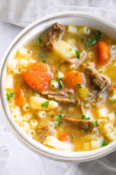 Family and friends will love this this recipe for Slow Cooker Beef Brisket Soup it's truly comfort in a bowl! . #beefbrisketsoup #errenskitchen Brisket Soup Recipes, Beef Brisket Soup, Brisket Soup, Leftover Beef Brisket, Slow Cooker Beef Brisket, Beef Brisket Recipes, Leftover Beef, Leftovers Soup, Brisket Recipes