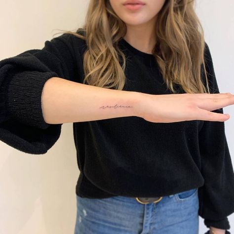 Delicate Name Tattoo, Fine Line Name Tattoo, Hand Written Tattoos, Tattoo Locations, Above Elbow Tattoo, Growth Tattoo, Resilience Tattoo, Remember Tattoo, Magic Runes