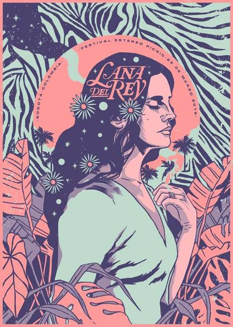 LANA DEL REY - GIG POSTER on Behance Girl Illustration Art, Lana Del Rey Vintage, Desenio Posters, Posters Diy, Poster Rock, Lana Del Rey Art, Rolling Stones Logo, Funny Paintings, Gig Poster