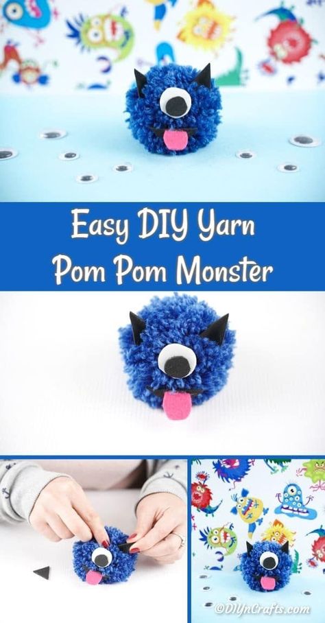 This yarn pom pom monster is a perfect easy kids craft that is fun to make, and adorable. Grab your favorite yarn, a bit of paper and glue to make these! #pompommonster #monster #yarnpompom #kidscrafts Monster Video, Diy Yarn Pom Pom, Yarn Monsters, Halloween Yarn, Yarn Crafts For Kids, Halloween Themes Decorations, Easy Yarn Crafts, Halloween Club, Happy Monster