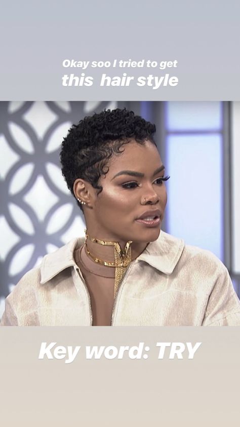 Short Natural Hairstyles For Black Women With No Edges, Short Natural Hair Outfits, Amakipkip Shirts, Teyana Taylor Nails, Pixie 4c Hair, Natural Pixie Haircut Black Women 4c, 4b Pixie Cut, Natural Short Cuts For Black Women, Afro Pixie Haircut