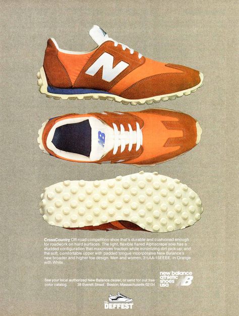 Vintage New Balance Cross Country 1978 sneakers @ The Deffest Vintage New Balance Ad, New Balance Poster, New Balance Ad, Shoes Advertisement, Vintage New Balance, Old Nikes, Color Catalog, Nike Waffle, On Hiatus