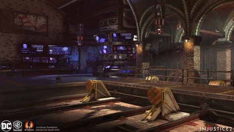 ArtStation - Injustice 2 Batcave (Brother Eye), Jonathan Thompson Hideout Concept Art, Superhero Hideout, Jonathan Thompson, Environment Lighting, Wayne Manor, Injustice 2, Mission Impossible, Lego Batman, Black Bird