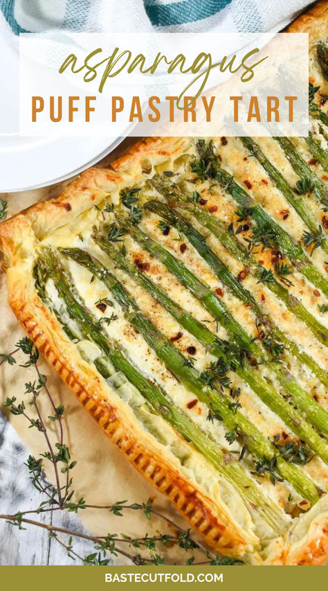 Featuring spears of fresh spring asparagus and store-bought puff pastry, plus goat cheese, lemon, and Parmesan, this asparagus puff pastry tart makes for a delicious weeknight meal. Asparagus Tart Recipes, Asparagus Puff Pastry, Lemon Ricotta Cake Recipes, Lemon Ricotta Cake, Spring Appetizers, Asparagus Tart, French Tart, Parmesan Asparagus, Puff Pastry Tart