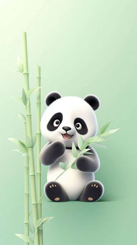 Pastel Green Iphone Wallpaper, Panda Iphone Wallpaper, Iphone Wallpaper Cartoon, Green Iphone Wallpaper, Iphone Wallpaper Pastel, Wallpaper Panda, Bamboo Panda, Panda Cartoon, Wallpaper Cartoon