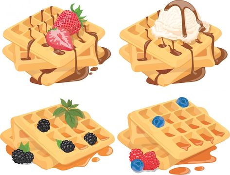 Colección de gofres belgas con rellenos ... | Premium Vector #Freepik #vector #coleccion #set #conjunto #anime Waffles With Fruit, Bujo Illustration, Chocolate Sundae Ice Cream, Draw Ice Cream, Ice Cream Illustration, Chocolate Sundae, Ice Cream Poster, Waffle Ice Cream, Ice Cream Set