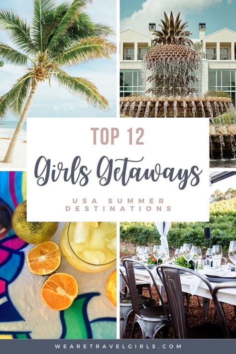 There is nothing quite like a weekend or week-long getaway in the United States with your girlfriends during the summer! With so many fabulous summer girls getaway destinations to choose from, in this article, we round up our top 12 girls getaway destinations in the US to get you excited for a weekend away with girlfriends! | best girls trip destinations in the us summer | girls trip ideas destinations summer | best girls weekend trips in the summer | girls trips in the us summer Vacation Ideas For Friends, Usa Weekend Trips, Sister Vacation Ideas, Girls Trip Places, 30th Birthday Trips For Women, Friends Trip Ideas, Best Girl Trips Destinations, 40th Birthday Destinations Trips, Birthday Trips Ideas