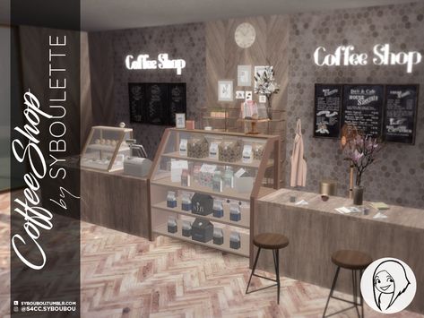 Coffee Shop Set – S4CC Industrial Coffee Shop, Coffee Shop Bakery, Sims 4 Restaurant, Coffee Shop Furniture, Lotes The Sims 4, Deli Cafe, Free Sims 4, Cafe Furniture, Sims 4 House Design