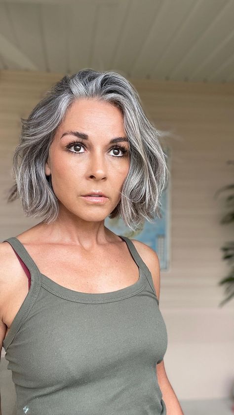 Grey Hair Colour, The Big Chop, Grey Hair Transformation, Grey Hair Inspiration, Beautiful Gray Hair, Colour Collection, Gray Hair Cuts, Natural Gray Hair, Growing Out Short Hair Styles