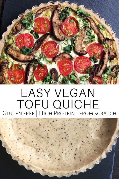 Tofu Quiche, Vegan Tart, Quiche Vegan, Vegan Quiche, Vegan Tarts, Gluten Free Crust, Vegan Tofu, Vegan Brunch, Homemade Gluten Free