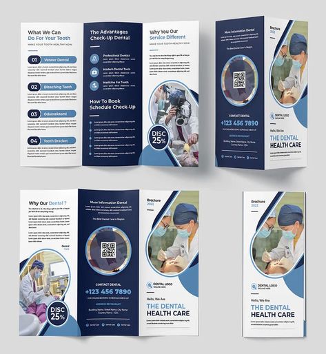 Medical Trifold Brochure Design, Hospital Brochure Design, Dental Brochure Design, Dental Brochure, Clinic Brochure, Infographic Brochure, Dental Room, Medical Poster, Event Brochure