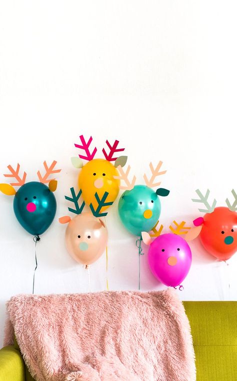 Classroom Christmas Party Ideas - A Reindeer theme http://asubtlerevelry.com/reindeer-party-balloons/ Classroom Christmas Party, Colorful Balloons, Kids Christmas Party, Christmas Classroom, Wrapping Ideas, July Party, Xmas Party, Christmas Crafts For Kids, Christmas Activities