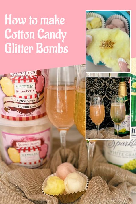 Glitter Cotton Candy Champagne, Cotton Candy Mimosa Bar, Cotton Candy Glitter Drink, Champagne And Cotton Candy, Galentine Brunch, Cotton Candy Christmas, Cotton Candy Glitter, Cotton Candy Drinks, Decorative Desserts