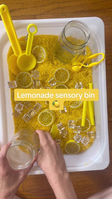 Lemonade sensory bin 🍋 #sensorybin #teachersoftiktok #teacher #toddle... | sensory bin ideas | TikTok Summer Sensory Bin, Sensory Bin Ideas, Summer Preschool, Sensory Bin, Summer Activities For Kids, Sensory Bins, Summer Crafts, Summer Activities, Lemonade