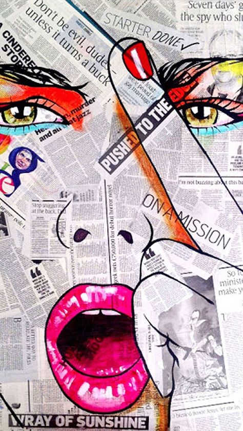 Graffiti Girl, Certificate Design Template, Newspaper Art, Collage Art Projects, Paper Collage Art, Royal Art, Pop Art Wallpaper, Collage Artwork, Art Graffiti