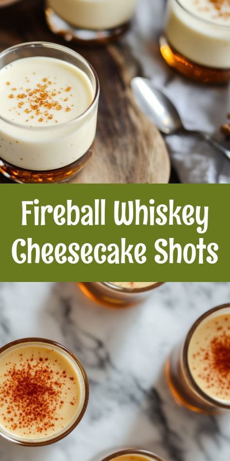 As I prepared these Fireball Whiskey Cheesecake Shots on a cozy Saturday afternoon, laughter filled the kitchen with my partner and kids. The warm spices reminded me of family gatherings, sparking sweet memories as we enjoyed creating together. Fireball Cheesecake Shots, Fireball Fudge Recipe, Fireball Whiskey Balls, Fireball Cheesecake, Whiskey Cheesecake, Fireball Whiskey Recipes, Fireball Fudge, Cheesecake Shots, Cheesy Potato Bake