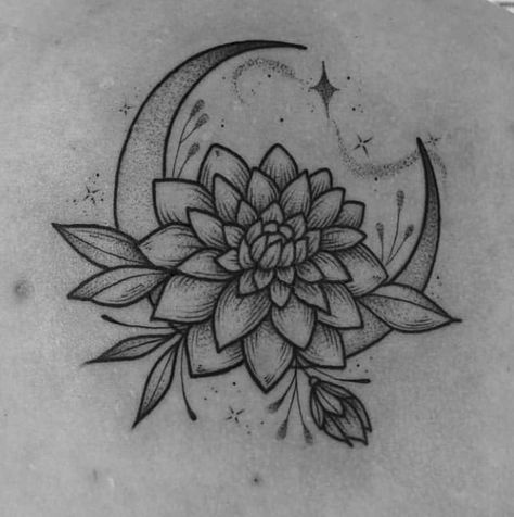 Dhalia Tattoo Designs, Small Dalia Flower Tattoo, Neo Traditional Dahlia Flower Tattoo, Dahlia Moon Tattoo, Black Dahlia Flower Sketch, Flower Tattoos Dahlia, Dahlia Flower Tattoo Simple, Dahlia Wrist Tattoo, American Traditional Dahlia Tattoo