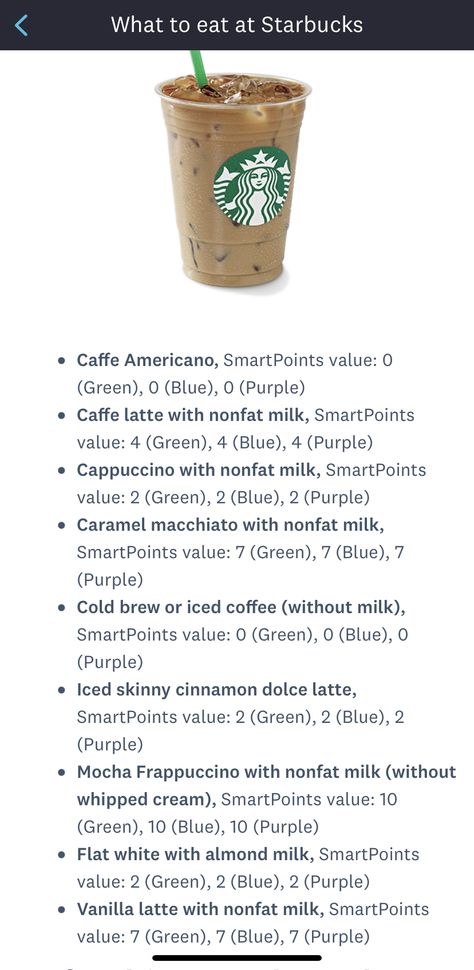 Weight Watchers: What to Drink at Starbucks Weight Watcher Coffee Drinks, Starbucks Ww Points, Weight Watchers Iced Coffee Recipes, Starbucks Weight Watchers Drinks, Best Starbucks Drinks, Weight Watcher Smoothies, Cold Brew Coffee Recipe, Weight Watchers Snacks, Starbucks Coffee Drinks